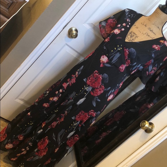 A New Day Floral Black Dress S - Picture 2 of 6